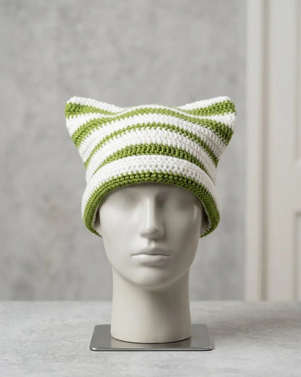 striped whiskered wink beanie